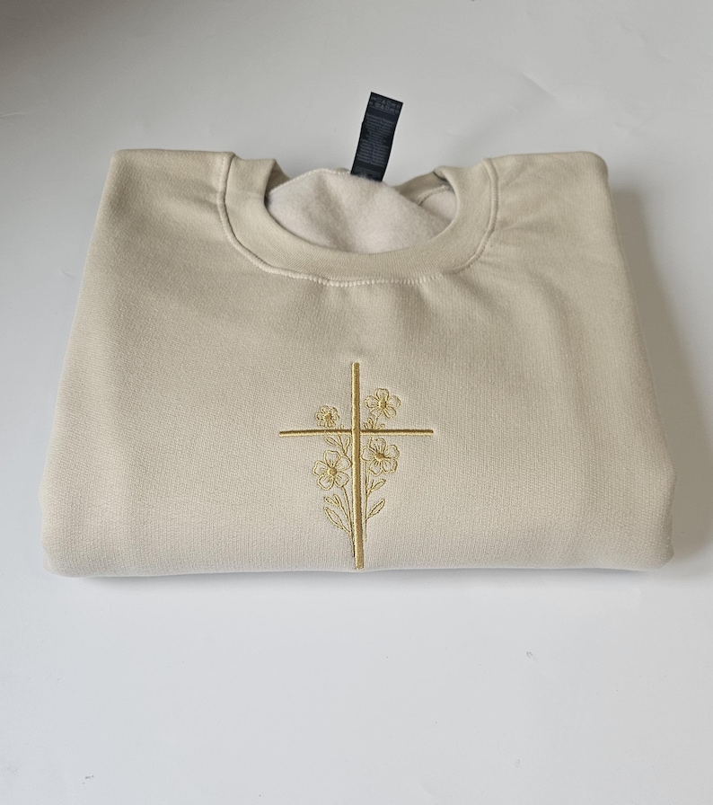 Cross embroidered unisex sweatshirt