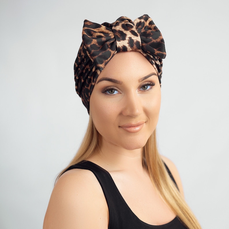Turban for women,leopard print satin